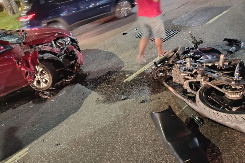 Motociclista fica gravemente ferido após colisão no Adrianópolis