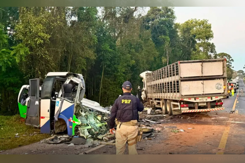 Acidente entre micro-ônibus e carreta deixa 23 mortos na BR-373 no Paraná