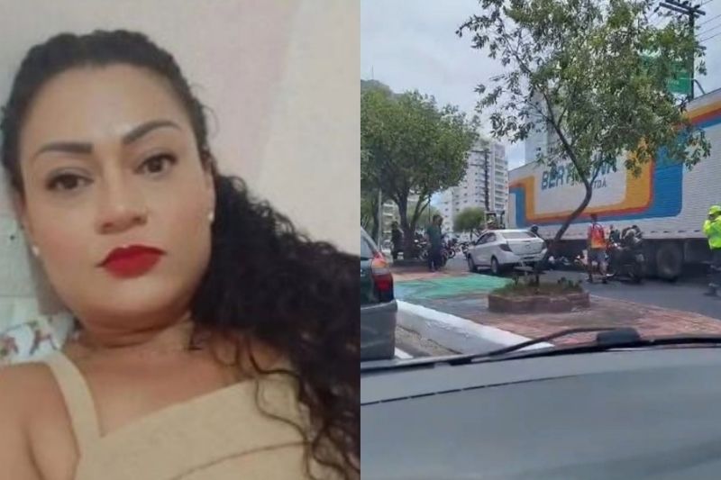 Mulher morre após colisão com caminhão na avenida São Jorge, em Manaus