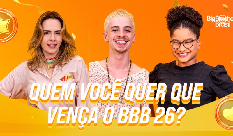 Final do BBB 26: Ana Paula, Juliano e Milena na disputa pelo prêmio