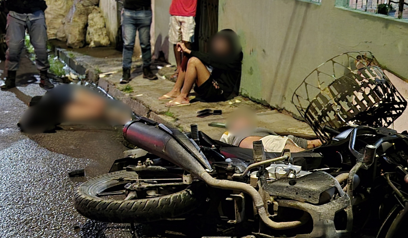 Acidente com motocicleta deixa três feridos no bairro Tarumã