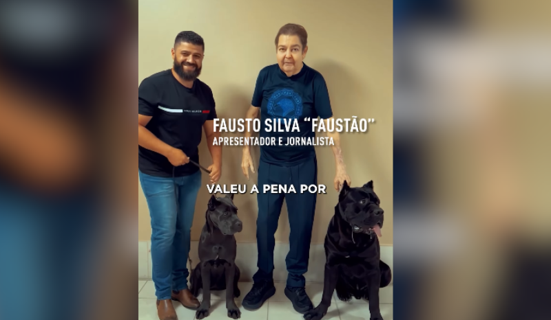Faustão é visto em pé com cães Cane Corso após longo período afastado