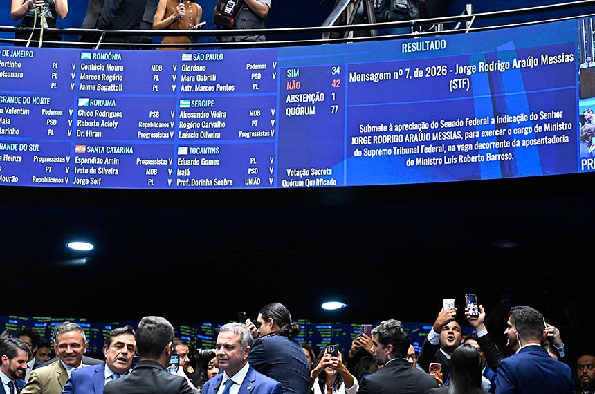 Senado rejeita indicação de Jorge Messias para o STF por Lula