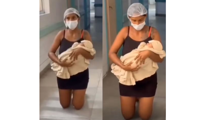 Mãe deixa hospital de joelhos com filho após 19 dias internado; veja a emocionante história