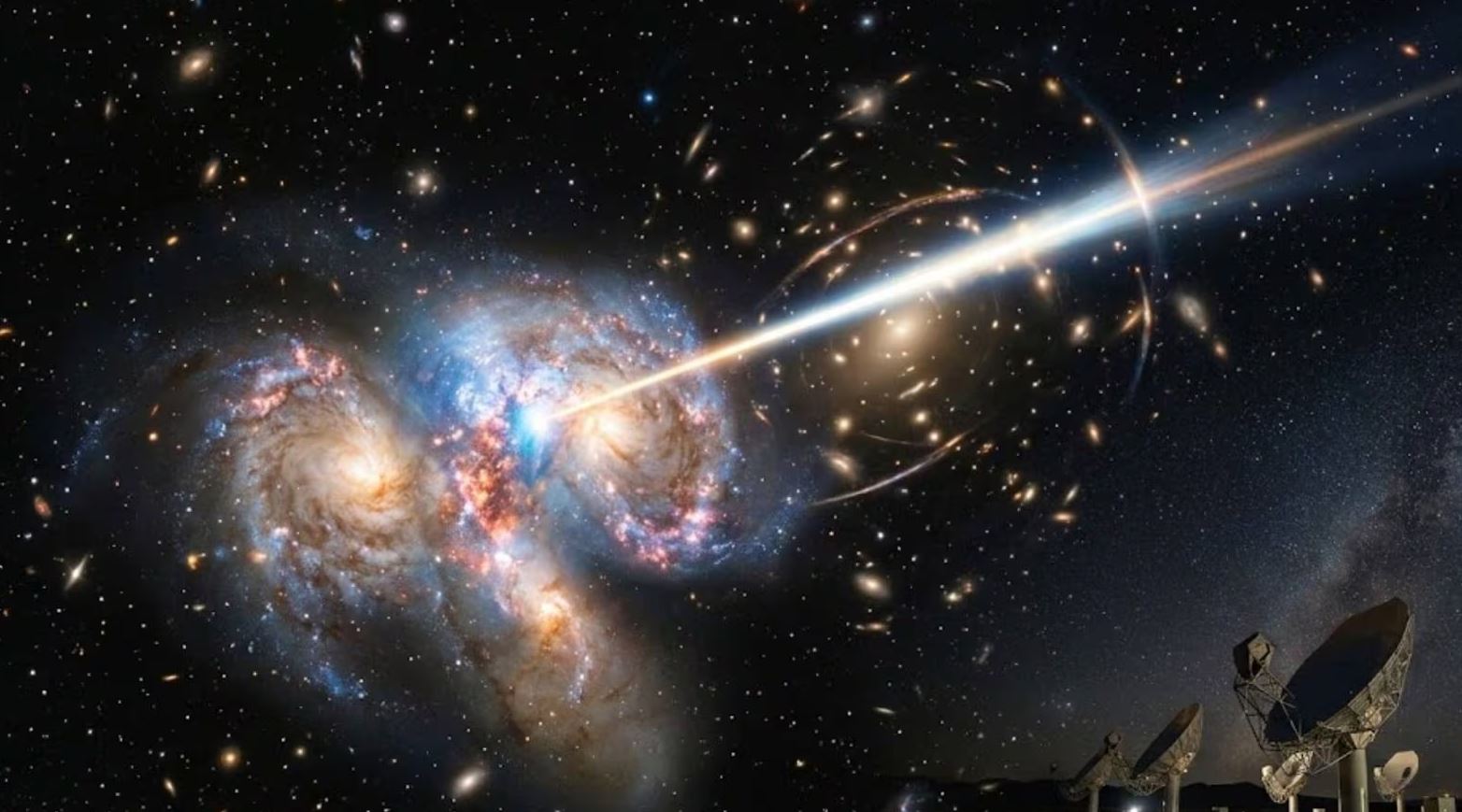 Telescópio registra sinal raro de galáxia a 8 bilhões de anos-luz