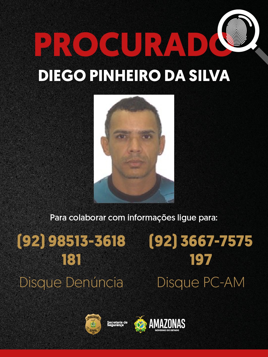 Polícia Civil procura homem suspeito de roubo em cafeteria de Manaus