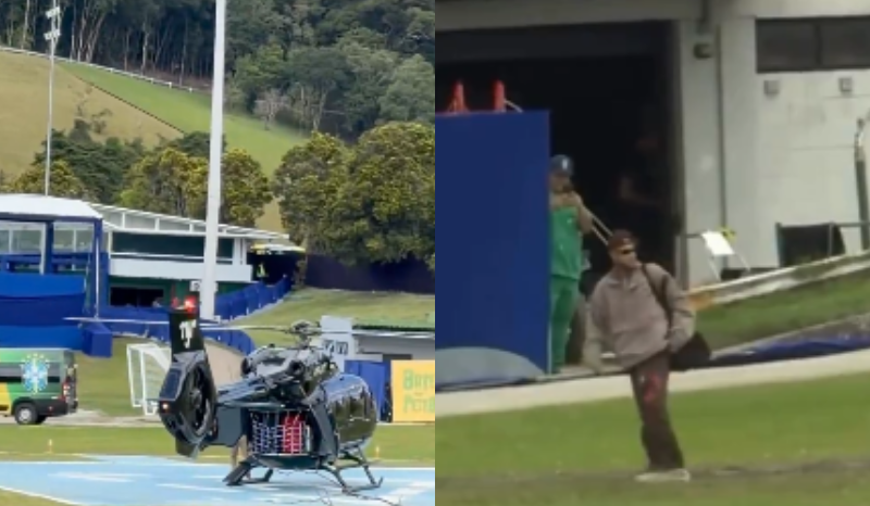 Neymar chega de helicóptero à Granja Comary para se juntar à Seleção