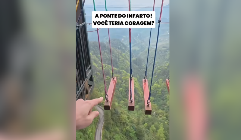 Turista brasileiro viraliza em ponte radical na China