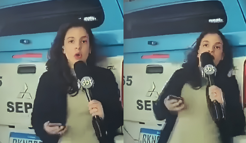 Repórter do SBT Rio sofre atropelamento ao vivo por viatura da PM