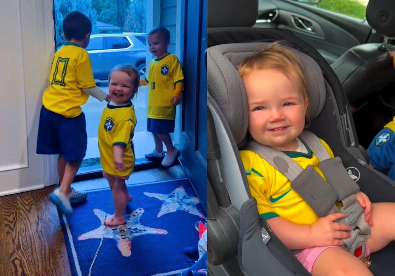 Babá brasileira faz sucesso nos EUA ao vestir crianças com camisa da Seleção