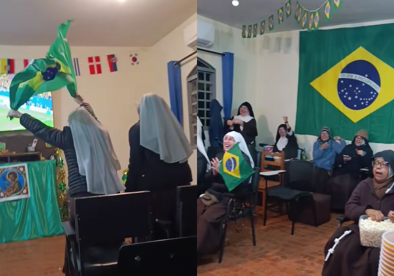 Freiras fazem sucesso ao torcer pelo Brasil na Copa do Mundo; assista!