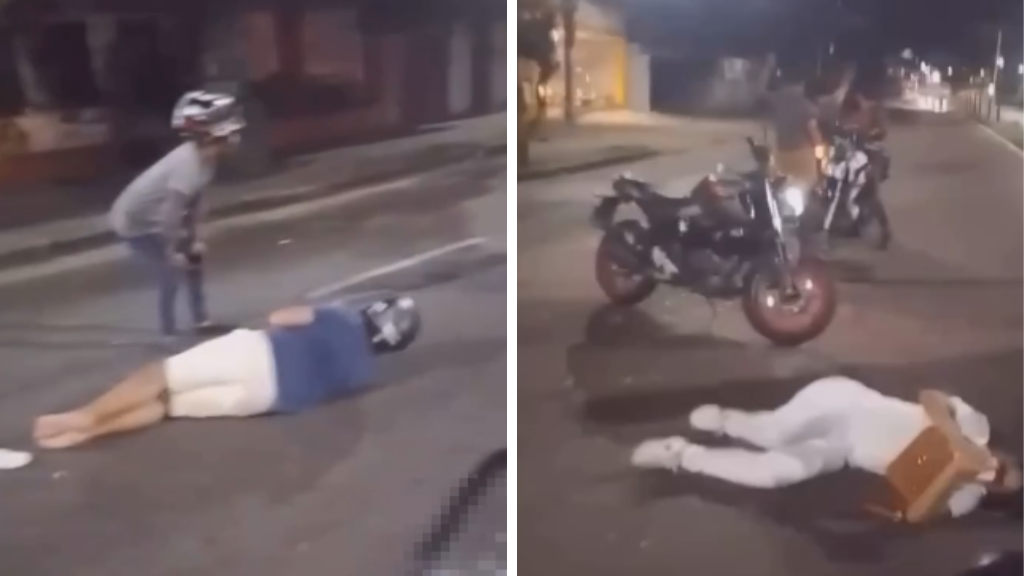 Casal em moto fica ferido após colisão com carros em racha em Manaus