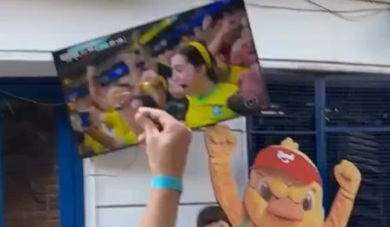Torcedor derruba TV durante comemoração em bar no Leblon