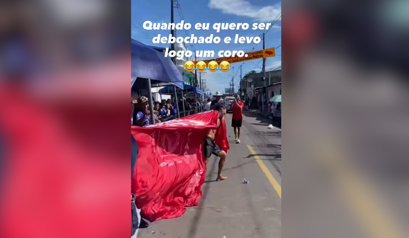 Torcedor do Garantido provoca fila do Caprichoso e é surpreendido; Confira