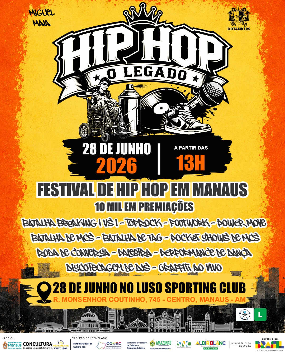 Festival HIP-HOP: O LEGADO homenageia Miguel Maia em Manaus