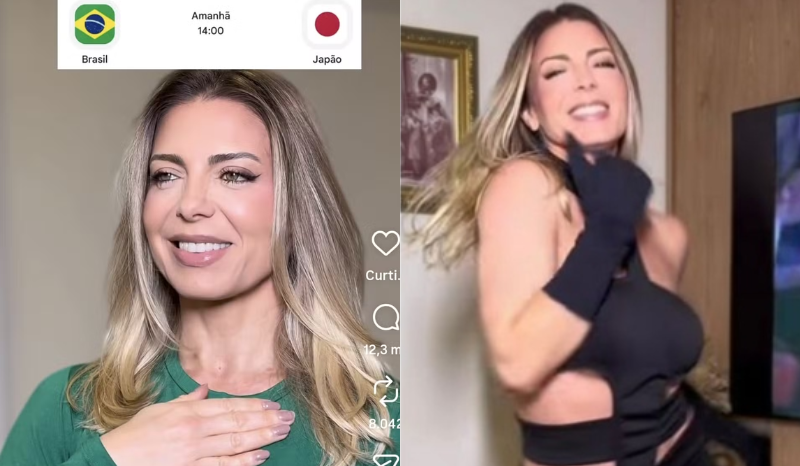 Sheila Mello relembra coreografia de ArigaTchan antes de Brasil x Japão
