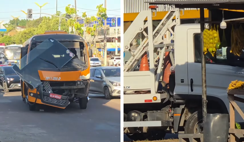 Acidente com ônibus Amarelinho causa transtornos na zona norte de Manaus