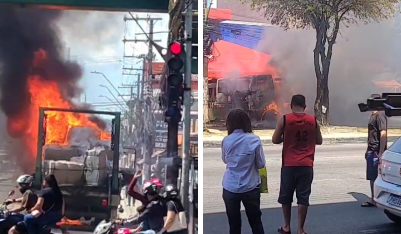 Caminhão Incendeia na Avenida Autaz Mirim e Mobiliza Bombeiros