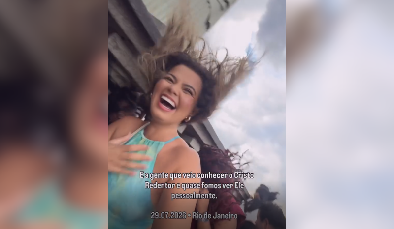 Grupo é surpreendido por ventania durante visita ao Cristo Redentor