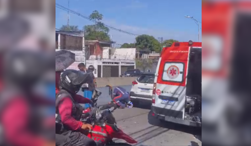 Motociclista fica ferido em acidente na avenida Darcy Vargas, em Manaus
