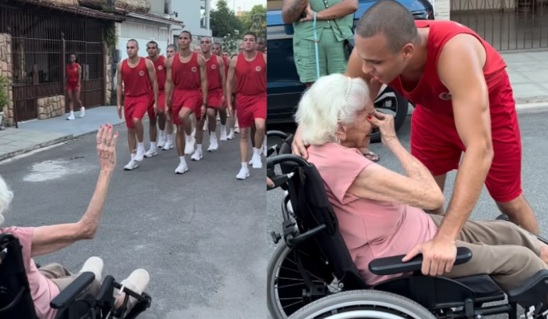Aluno-soldado homenageia bisavó de 98 anos em formatura dos Bombeiros