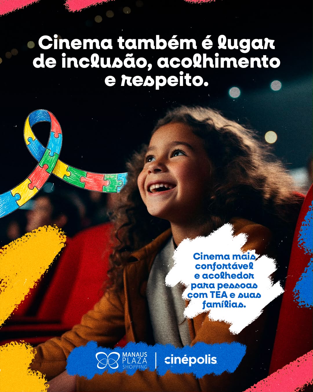Sessões de cinema adaptadas para pessoas com TEA começam neste sábado em Manaus