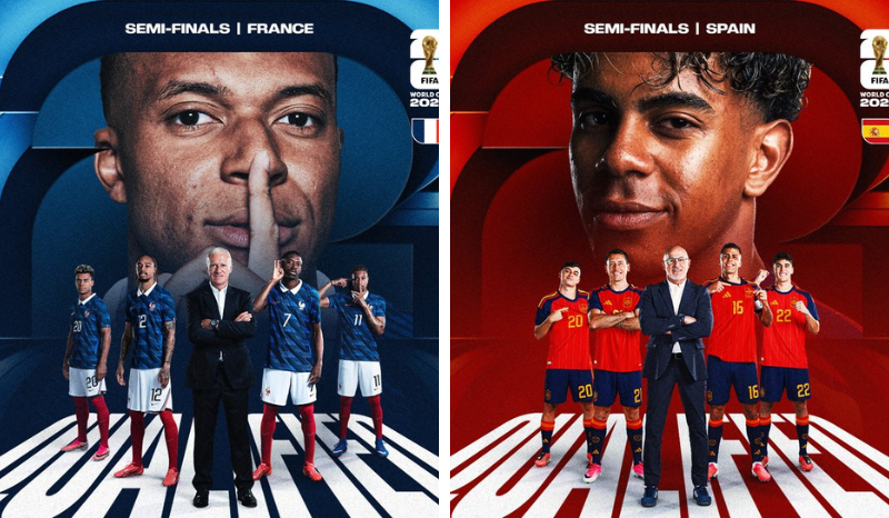 França e Espanha disputam semifinal da Copa do Mundo nesta terça-feira