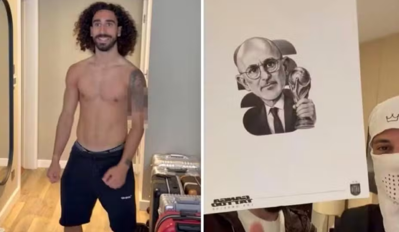 Cucurella tatua rosto de Luis de La Fuente após conquista da Copa do Mundo