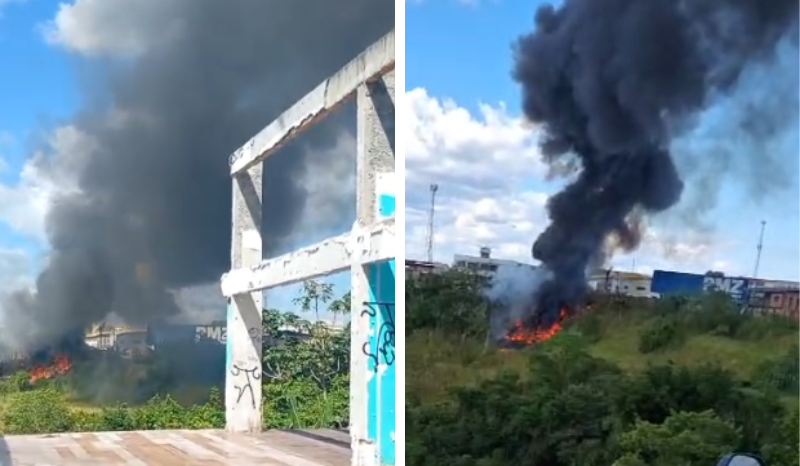 Incêndio atinge vegetação na Avenida Margarita, em Manaus