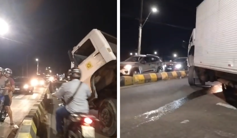 Caminhão-baú com pane mecânica causa congestionamento na zona norte de Manaus
