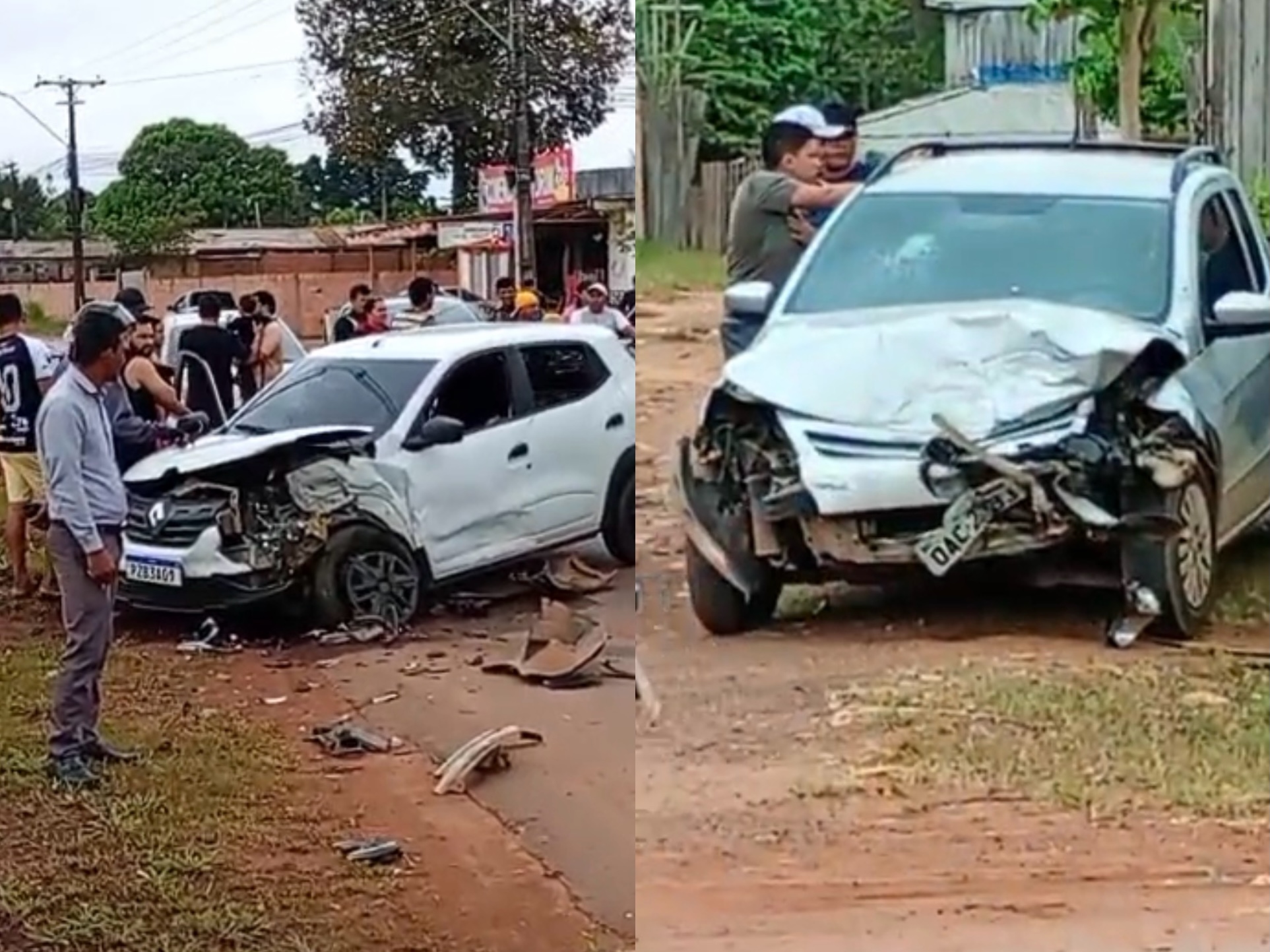 Colisão entre veículos causa destruição na estrada para Novo Airão
