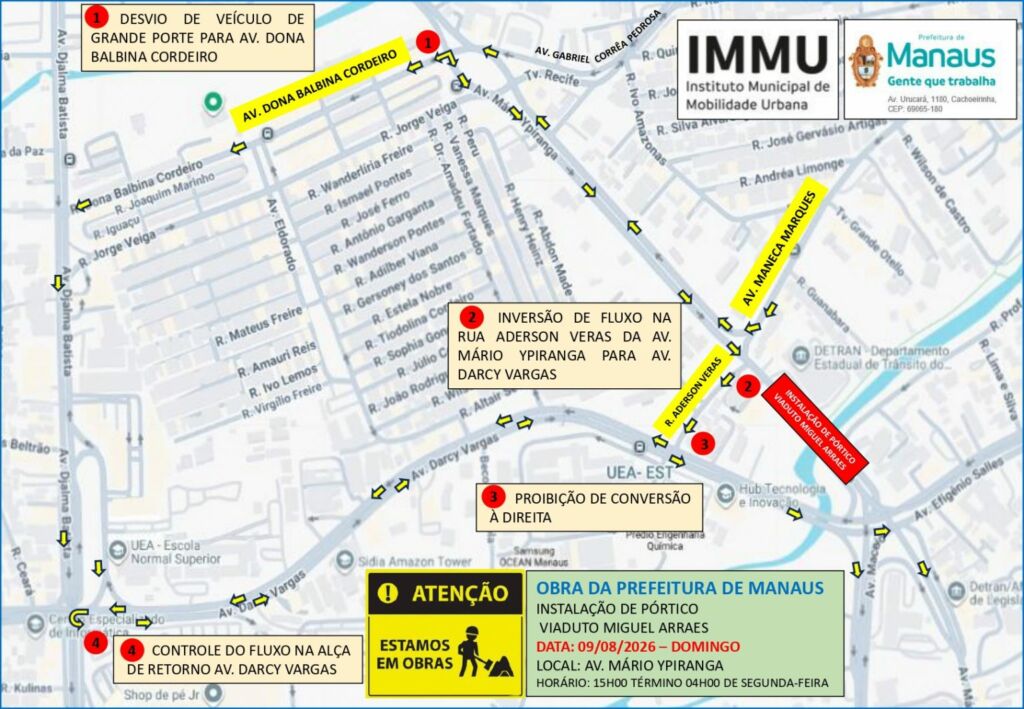 Interdição do Viaduto Miguel Arraes Começa Neste Domingo em Manaus