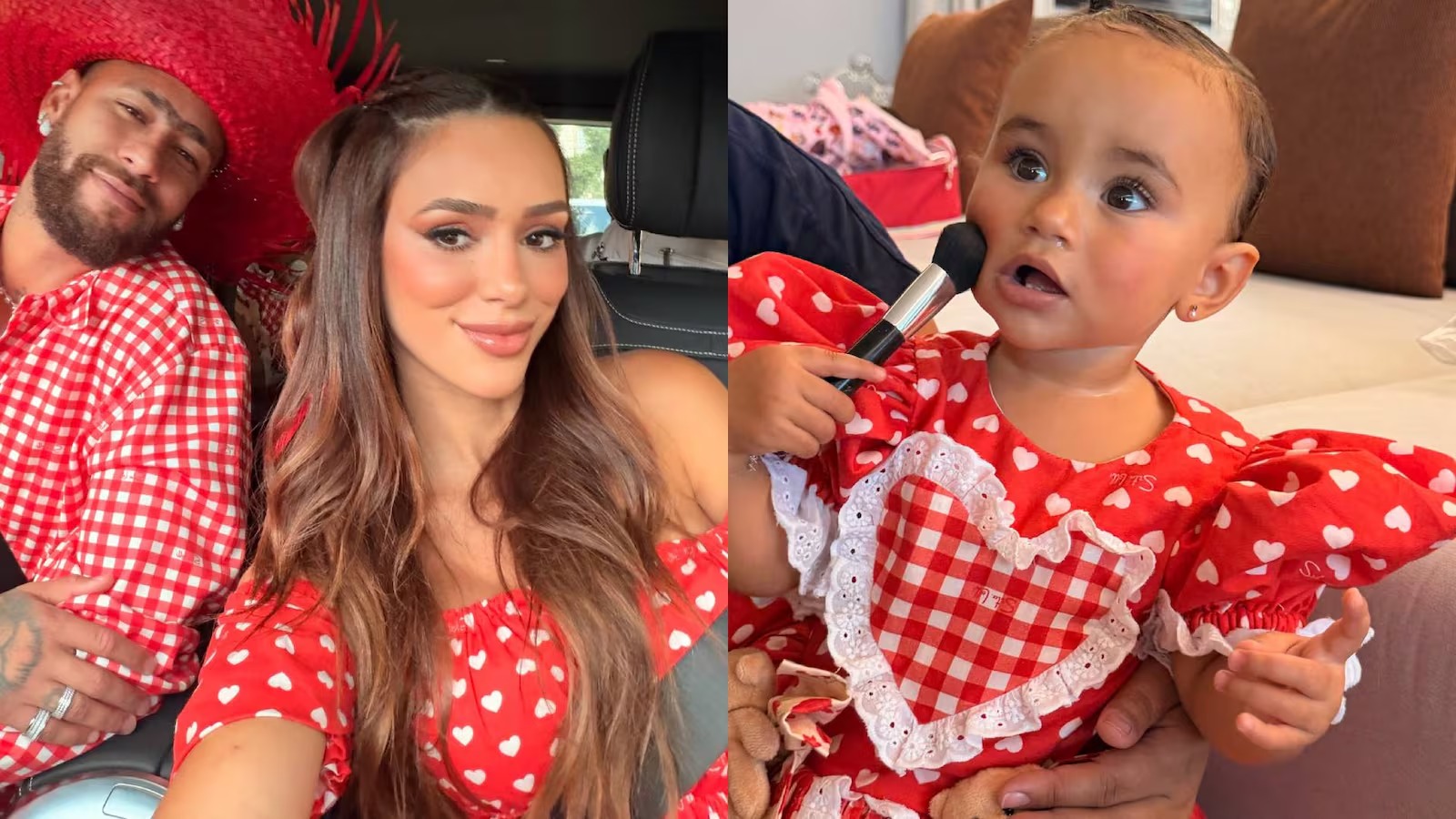 Neymar e Bruna Biancardi celebram festa julina com a filha Mel