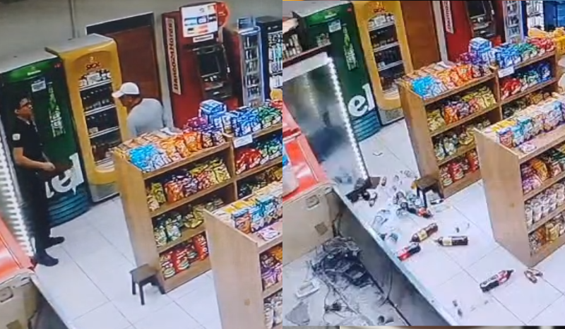PM é flagrado destruindo loja e fazendo ofensas homofóbicas em Manaus