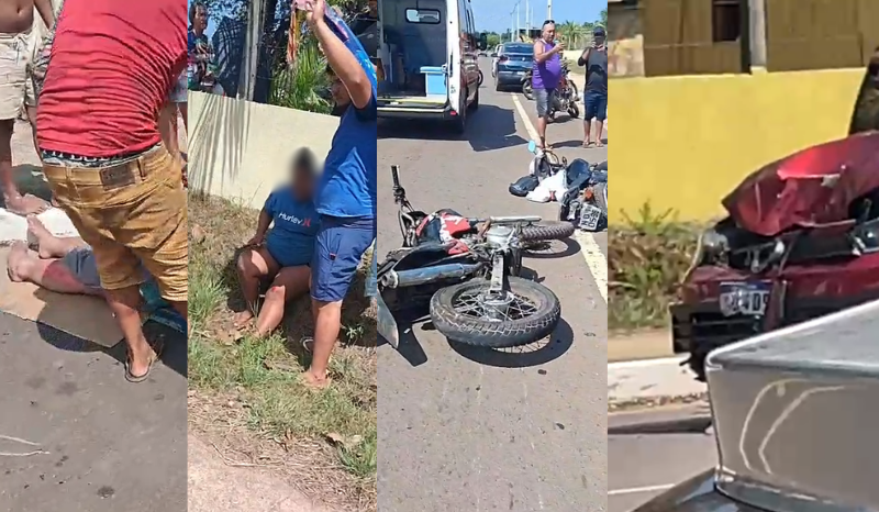 Acidente grave em Manacapuru envolve carro e duas motos; há feridos