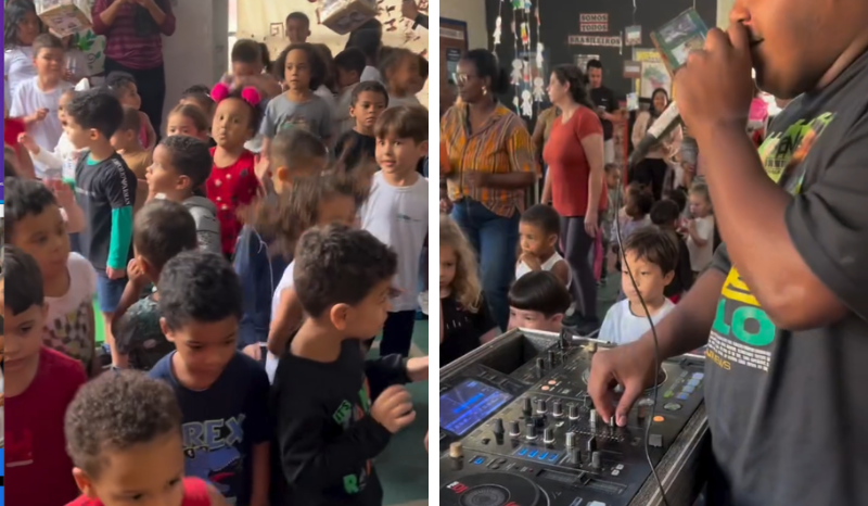 Pai DJ anima creche com funk infantil e vídeo se torna viral