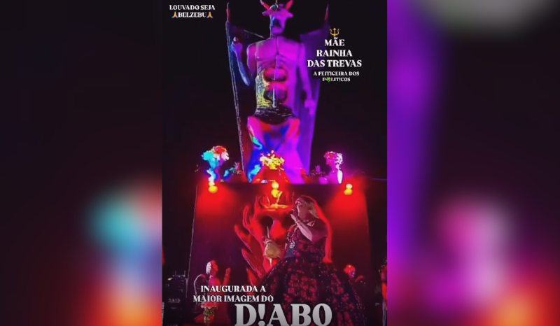 Feiticeira Mãe Rainha das Trevas ergue estátua de 11 metros do Diabo no Ceará