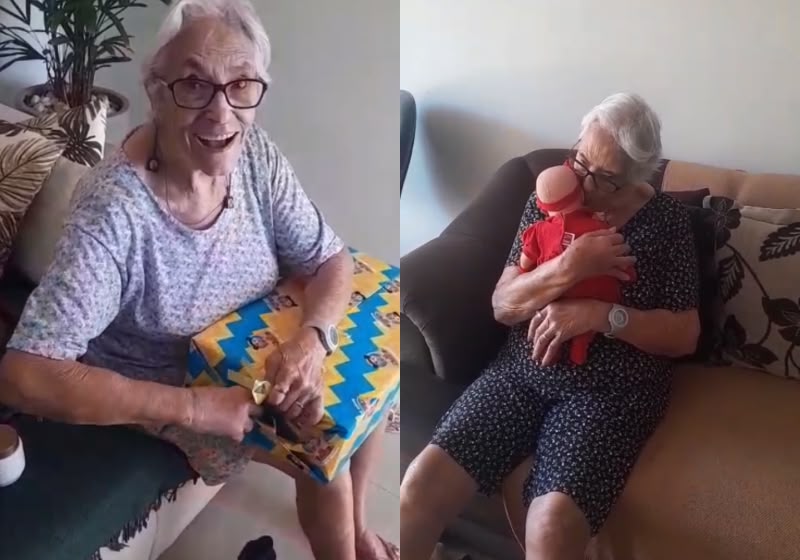 Aos 81 anos, avó realiza sonho de infância ao ganhar sua primeira boneca