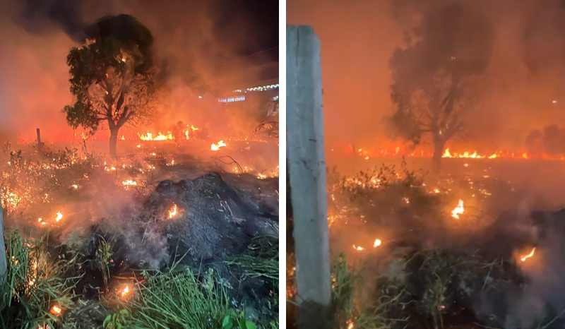 Incêndio atinge vegetação na Avenida das Torres em Manaus