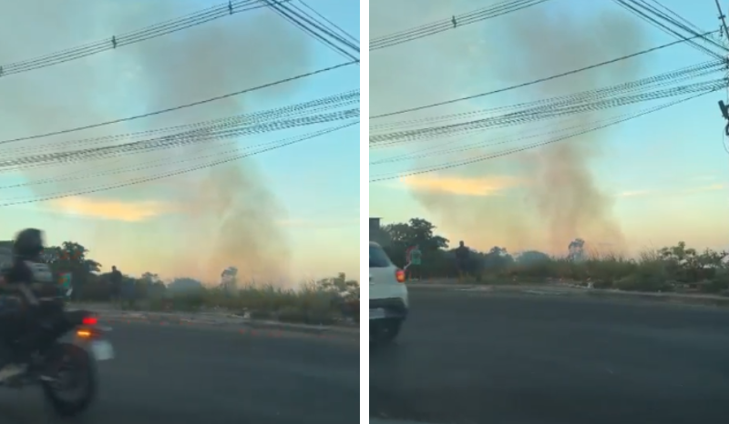 Incêndio atinge área de vegetação na Avenida Margarita em Manaus