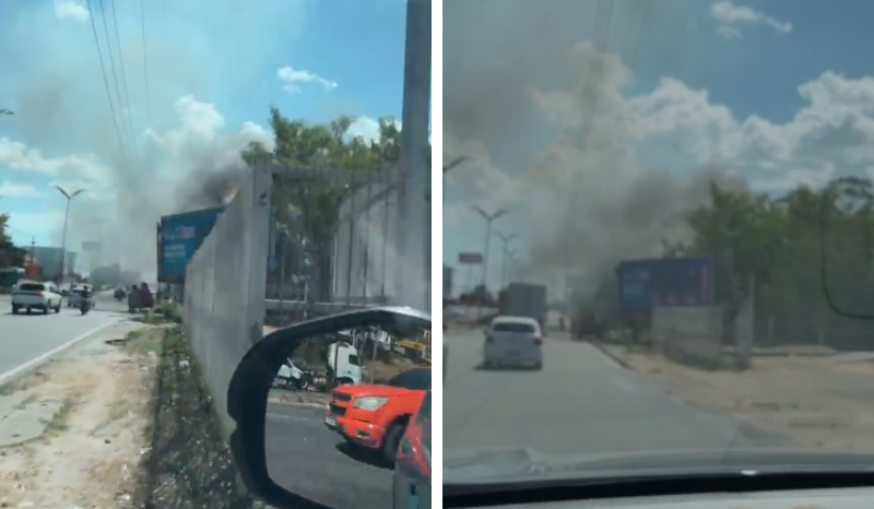 Incêndio atinge vegetação ao lado do Hospital João Lúcio em Manaus