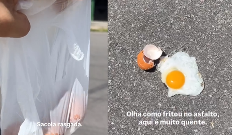 Professor frita ovo no asfalto e prova o calor de Manaus; veja o vídeo