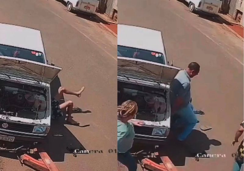 Pai socorre filho preso sob carro durante manutenção em Jeriquara (SP)