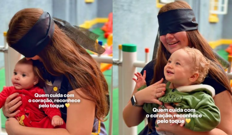 Professora reconhece alunos com venda nos olhos em creche de SC