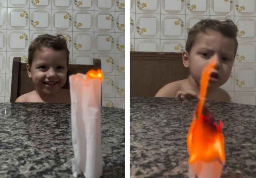 Trend do fantasminha gera susto em gravação com criança; assista ao vídeo