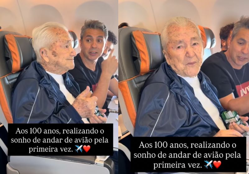 Aos 100 anos, avô realiza sonho e voa de avião pela primeira vez
