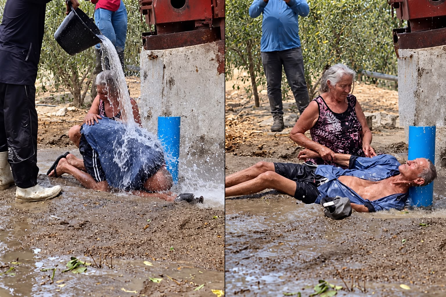 Casal de idosos se emociona ao encontrar água em poço no sertão
