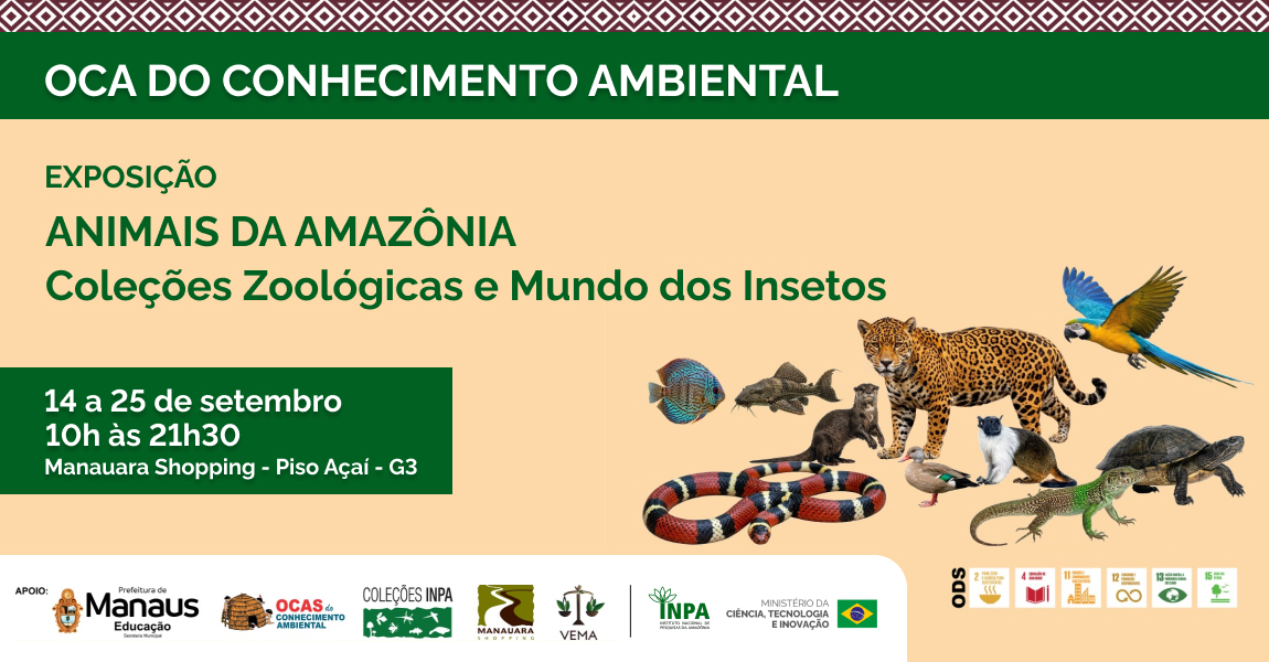Exposição sobre Animais da Amazônia chega ao Manauara Shopping