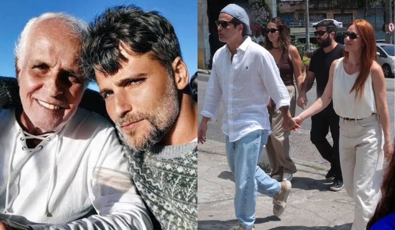 Bruno Gagliasso se despede do pai em velório no Rio de Janeiro