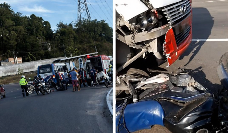Motociclista fica gravemente ferido após colisão com ônibus rota na zona norte de Manaus